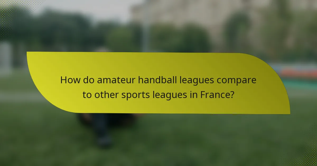 How do amateur handball leagues compare to other sports leagues in France?