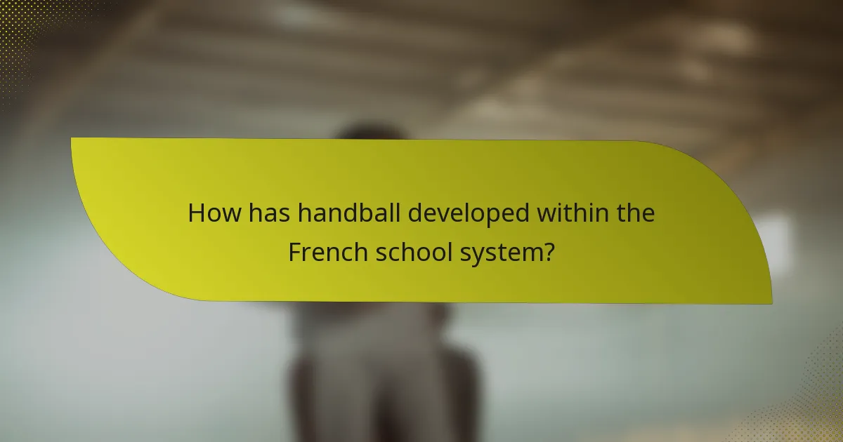 How has handball developed within the French school system?