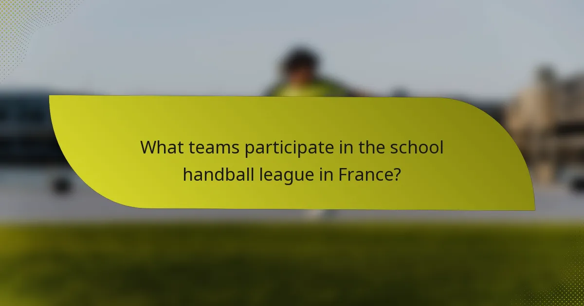 What teams participate in the school handball league in France?